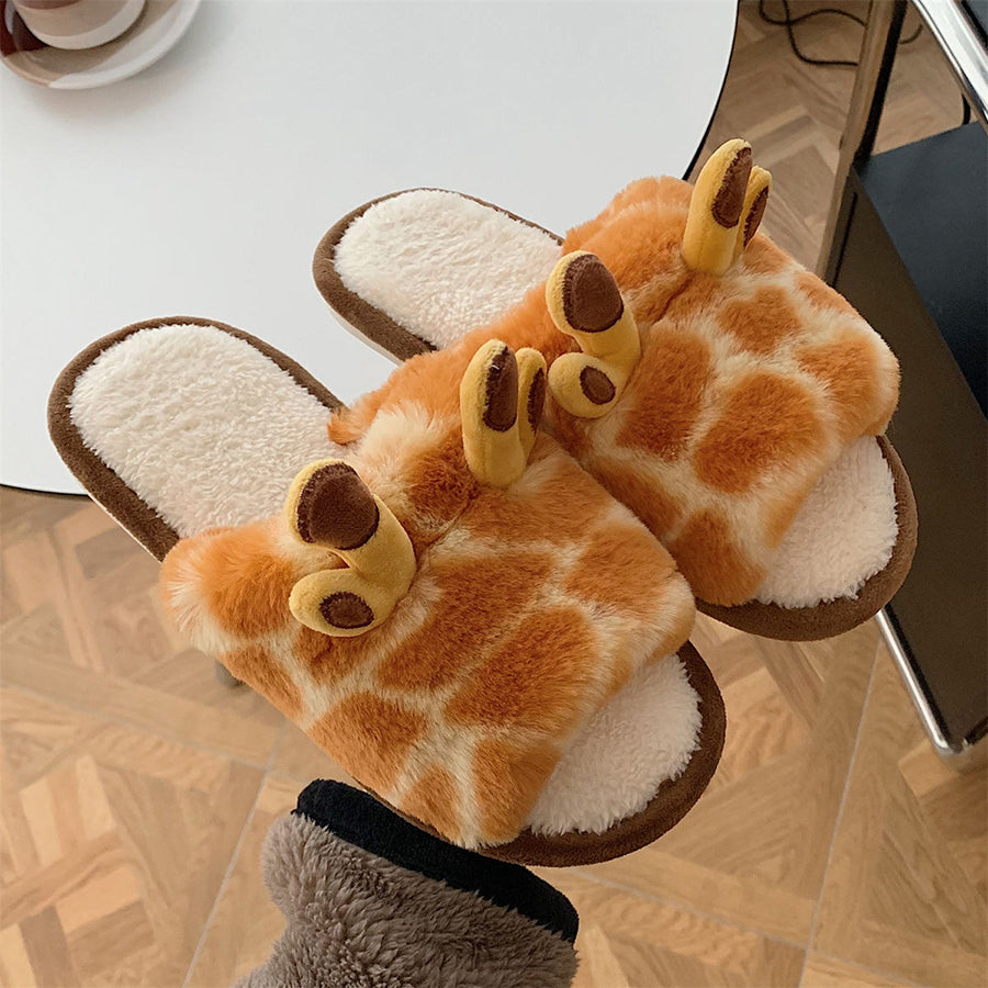 Autumn/Winter Cute Cartoon Giraffe Slippers For Women