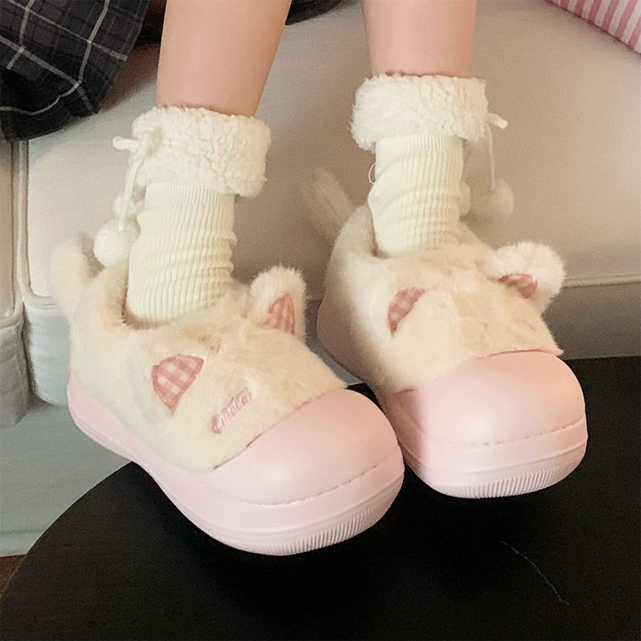 Autumn/Winter Cute Cartoon Closed-back Cat Clogs