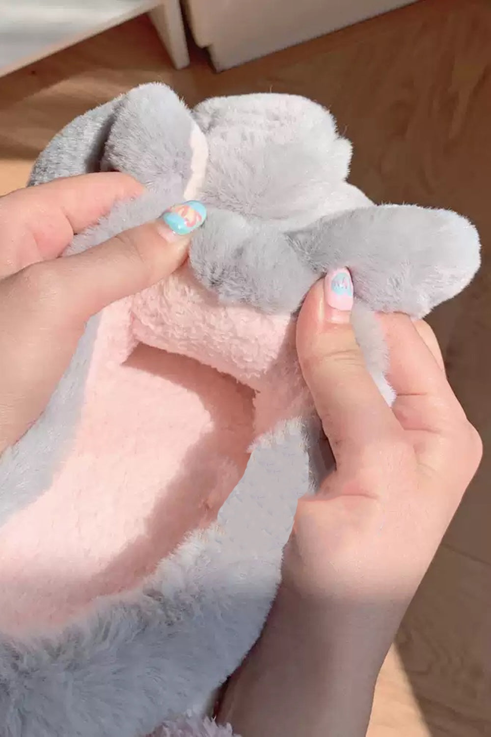 Winter Cute Grey Elephant Slippers Aesthetic Warm Plush House Shoes