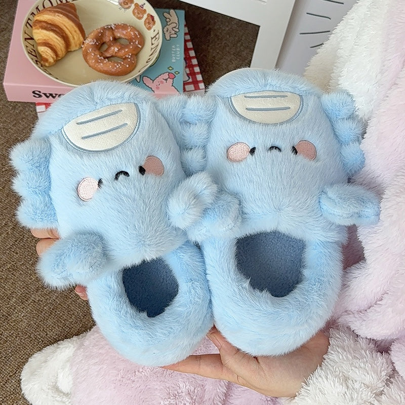 Winter cute blue crab slippers aesthetic warm plush house shoes