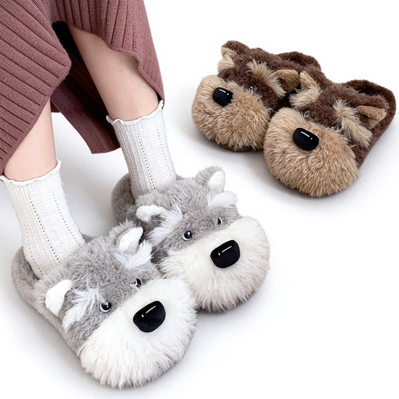 Winter Cute Husky Dog Slippers Aesthetic Warm Plush House Shoes