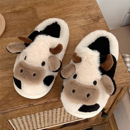 Autumn/Winter Cute Cartoon Cow Slippers For Women