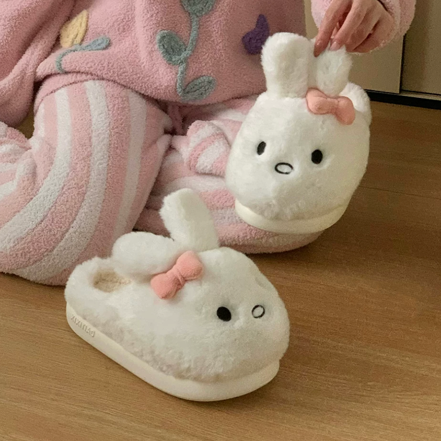 Autumn/Winter Cute Bowknot Rabbit Slippers