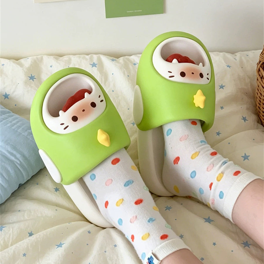 Summer Slightly Low Arch Cute Cartoon 3D Star Cat Slides