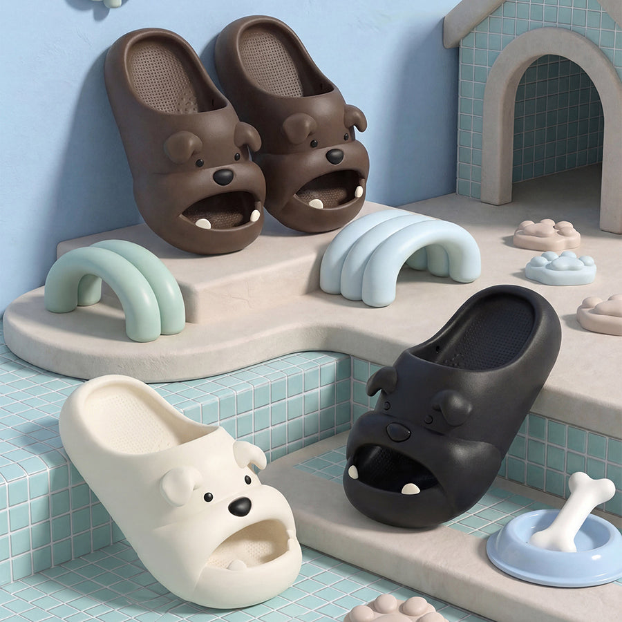 Summer Slightly Low Arch Cute Cartoon Frenchie Slides Dog Slippers