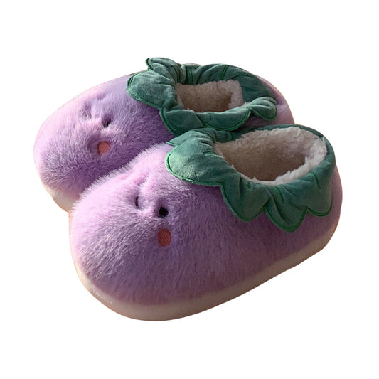 Autumn/Winter Cute Cartoon Closed-back Eggplant Slippers