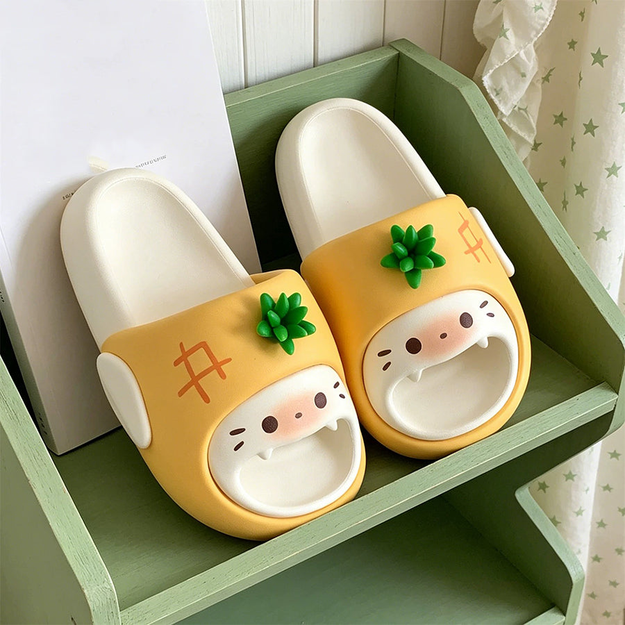 Summer Slightly Low Arch Cute Cartoon Pineapple Cat Slides