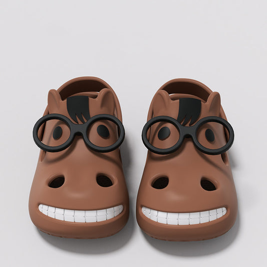 Summer Cute Cartoon Glasses Horse Clogs