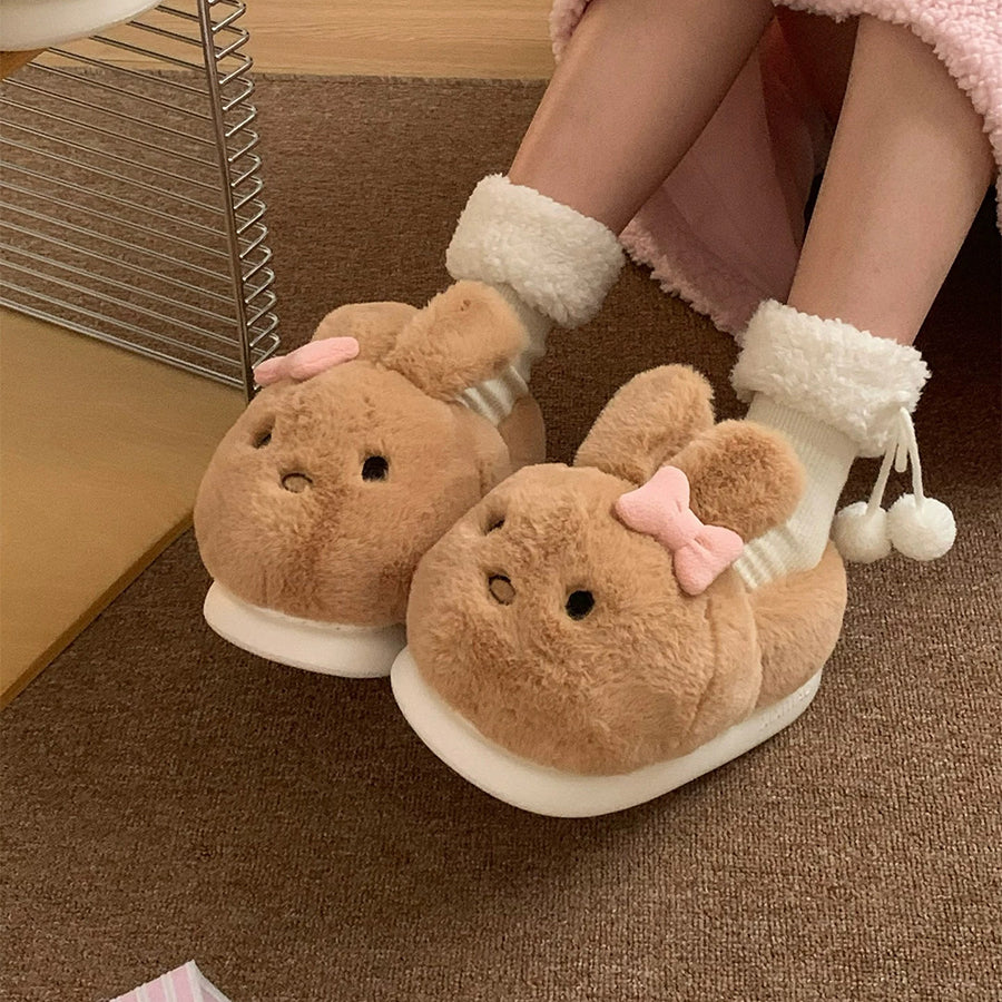 Autumn/Winter Cute Bowknot Rabbit Slippers