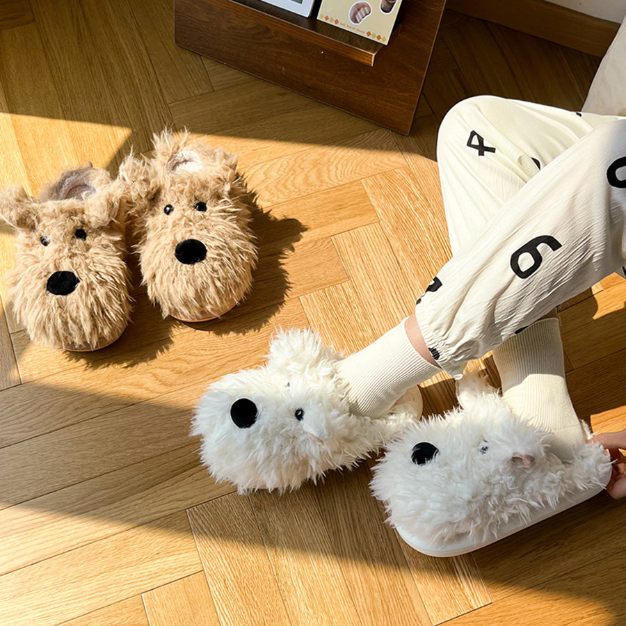 Autumn/Winter Cute Cartoon Scruffy Westie Dog Slippers
