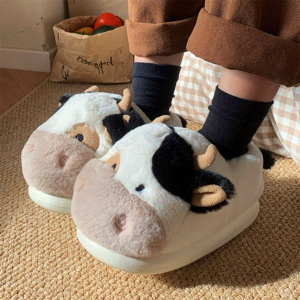Autumn/Winter Cute Cartoon Cow Slippers