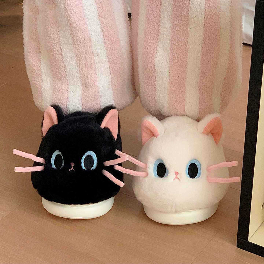 Autumn/Winter Cute Cartoon Closed-back Cat Slippers
