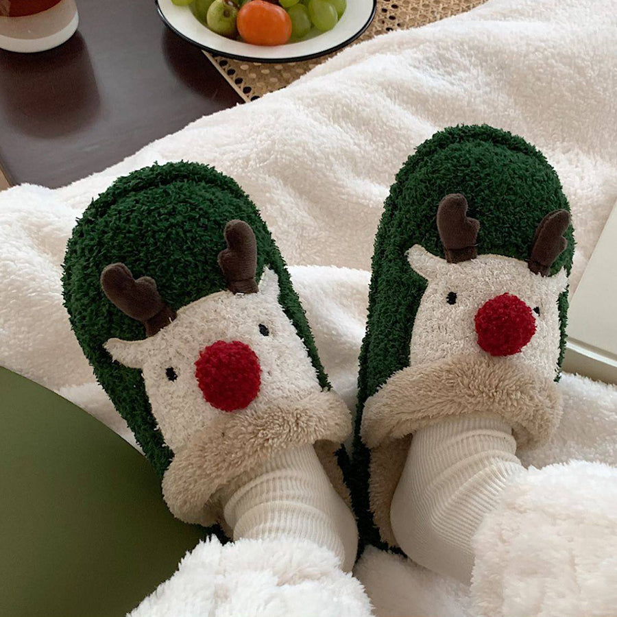 Autumn/Winter Cute Cartoon Christmas Reindeer Slippers