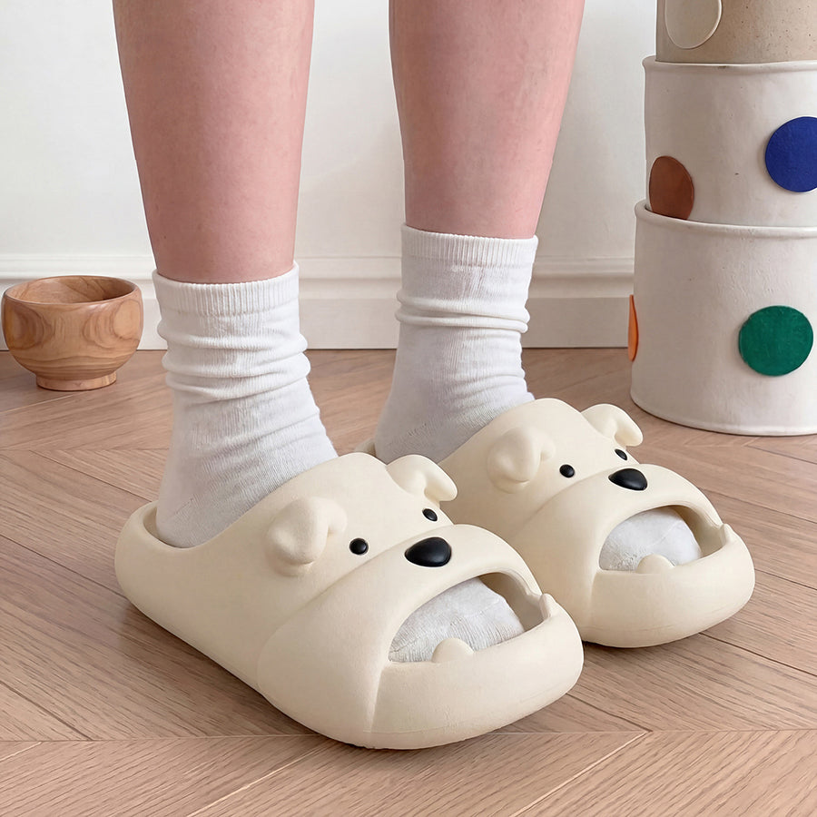 Summer Slightly Low Arch Cute Cartoon Frenchie Slides Dog Slippers