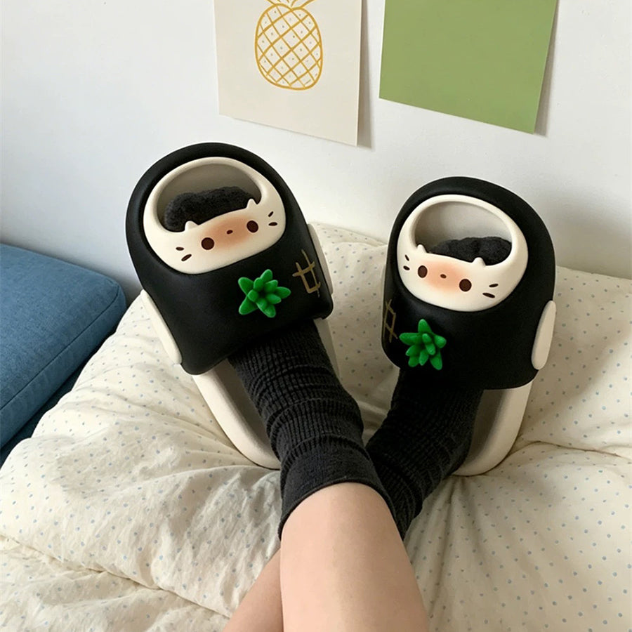 Summer Slightly Low Arch Cute Cartoon Pineapple Cat Slides