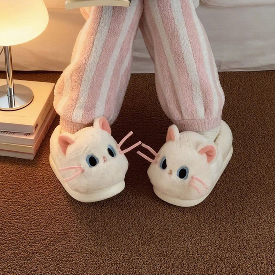 Autumn/Winter Cute Cartoon Closed-back Cat Slippers