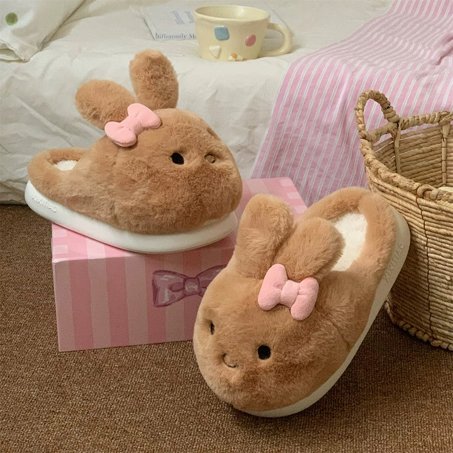 Autumn/Winter Cute Bowknot Rabbit Slippers