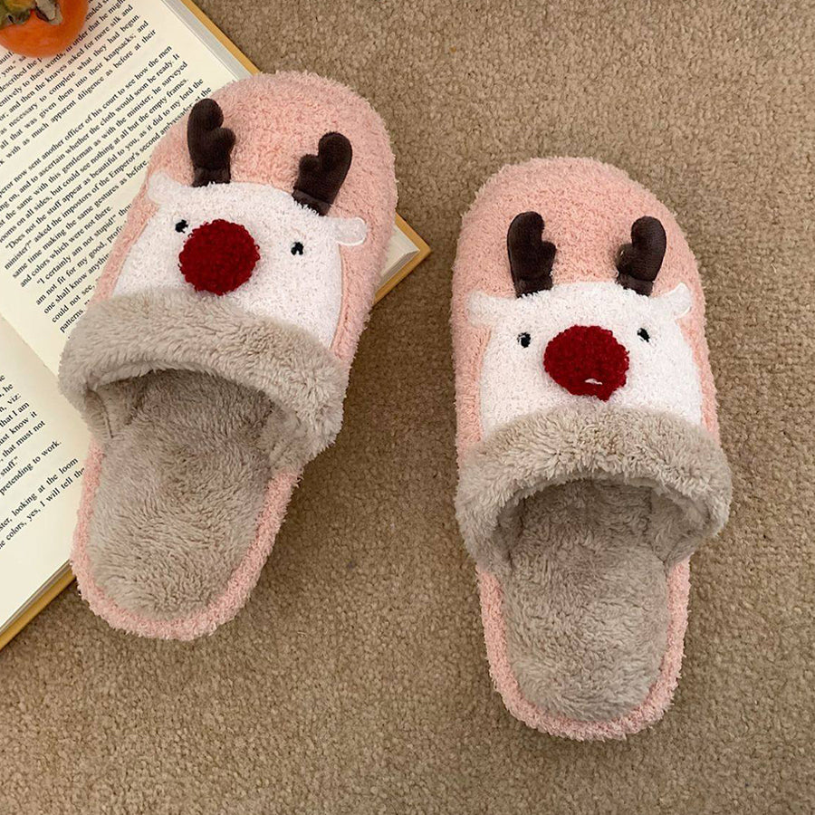 Autumn/Winter Cute Cartoon Christmas Reindeer Slippers