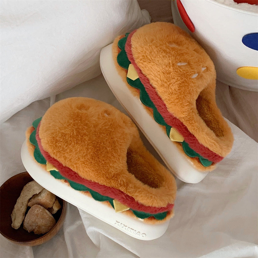 Autumn/Winter Cute Cartoon Hamburger Slippers
