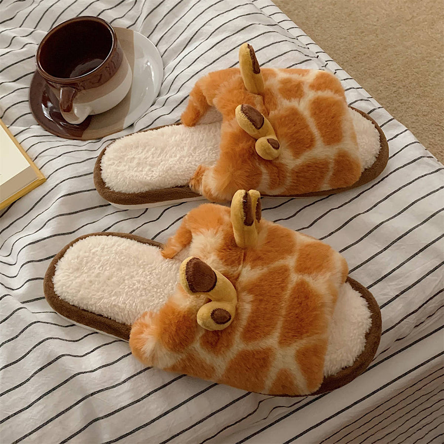 Autumn/Winter Cute Cartoon Giraffe Slippers For Women