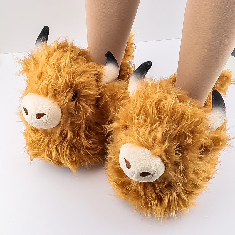 Autumn/Winter Cute Cartoon Highland Cow Slippers