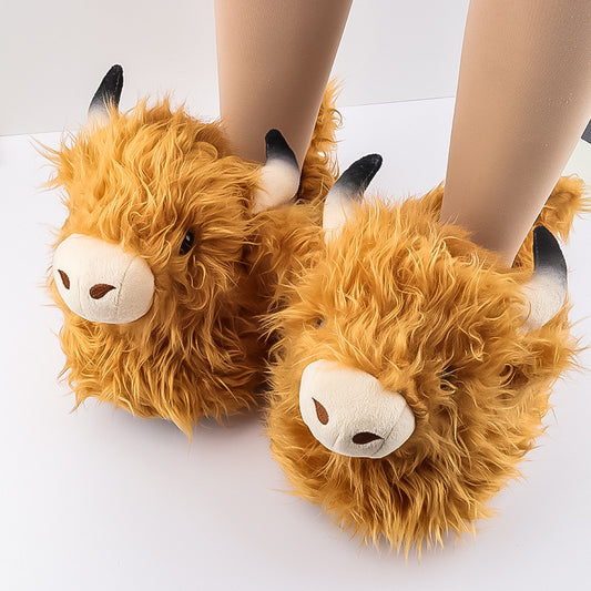Autumn/Winter Cute Cartoon Highland Cow Slippers