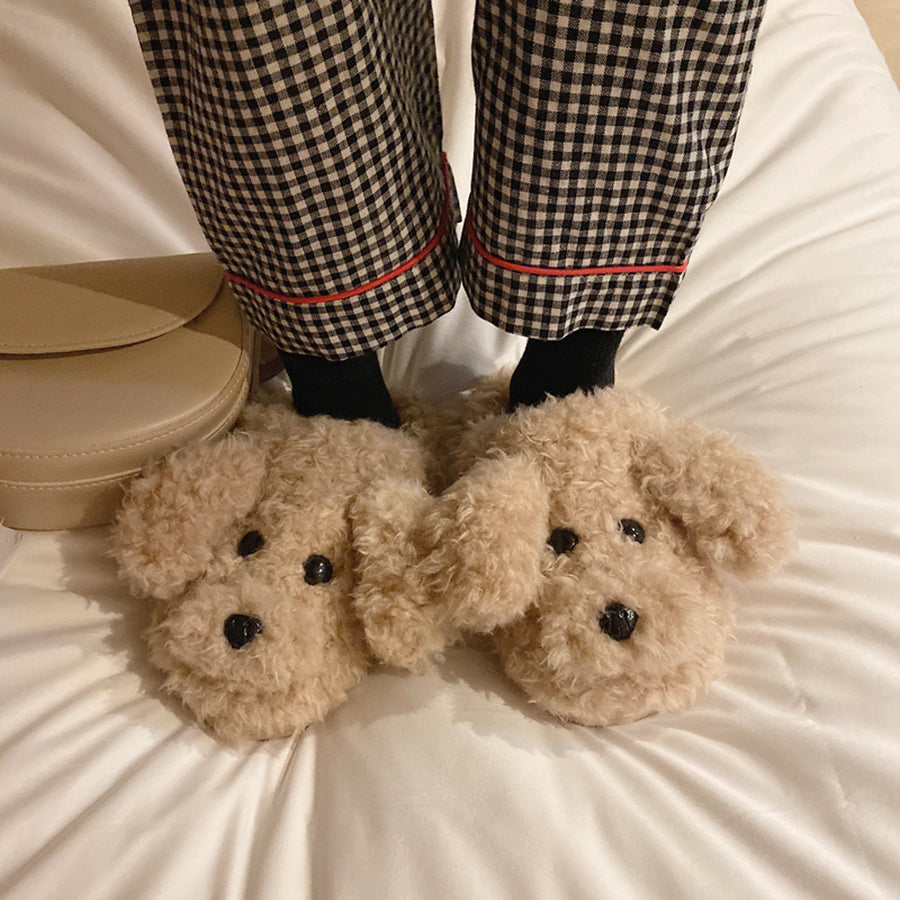 Autumn/Winter Cute Lovely Curly Teddy Puppy Styling Design Slippers