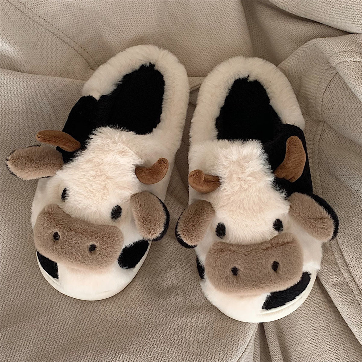 Autumn/Winter Cute Cartoon Cow Slippers For Women