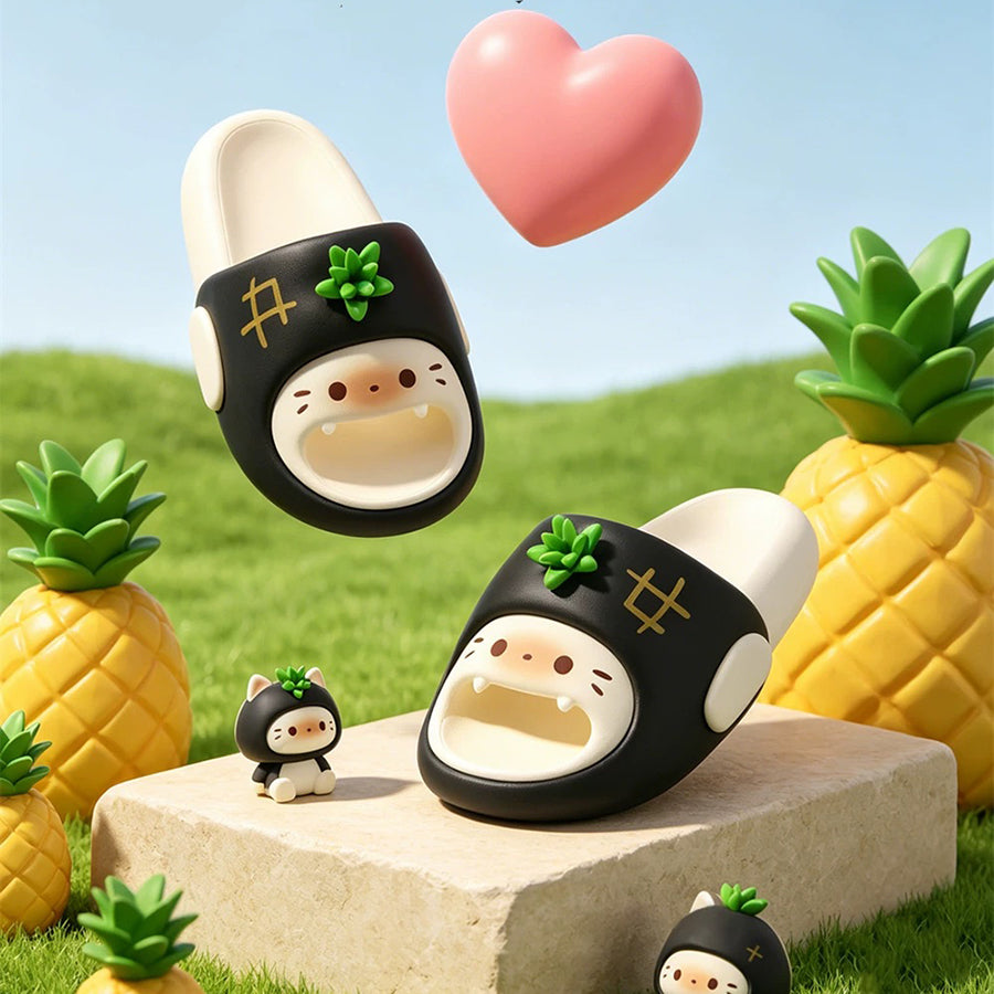 Summer Slightly Low Arch Cute Cartoon Pineapple Cat Slides