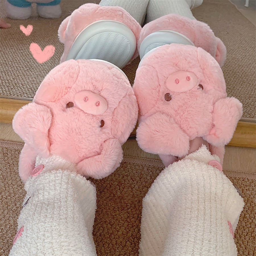 Autumn/Winter Cute Pink Pig Slippers