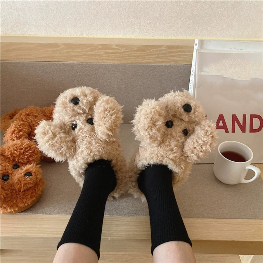 Autumn/Winter Cute Lovely Curly Teddy Puppy Styling Design Slippers