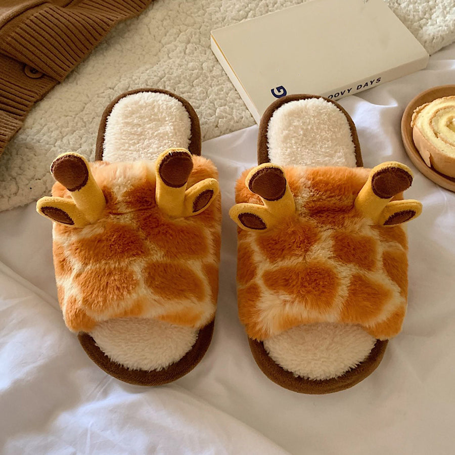 Autumn/Winter Cute Cartoon Giraffe Slippers For Women