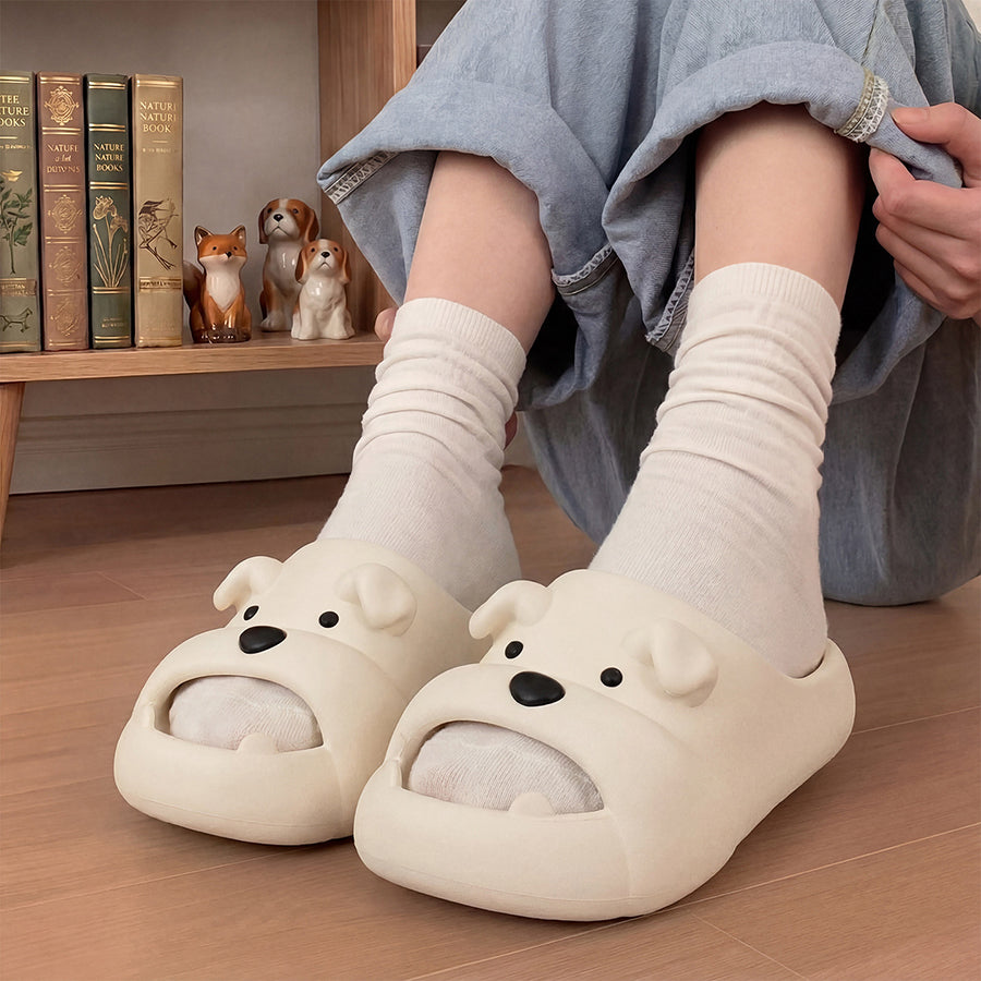 Summer Slightly Low Arch Cute Cartoon Frenchie Slides Dog Slippers