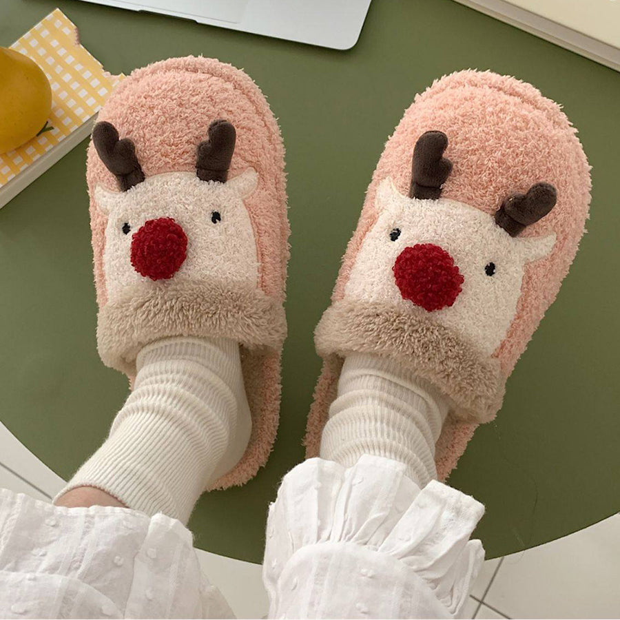 Autumn/Winter Cute Cartoon Christmas Reindeer Slippers