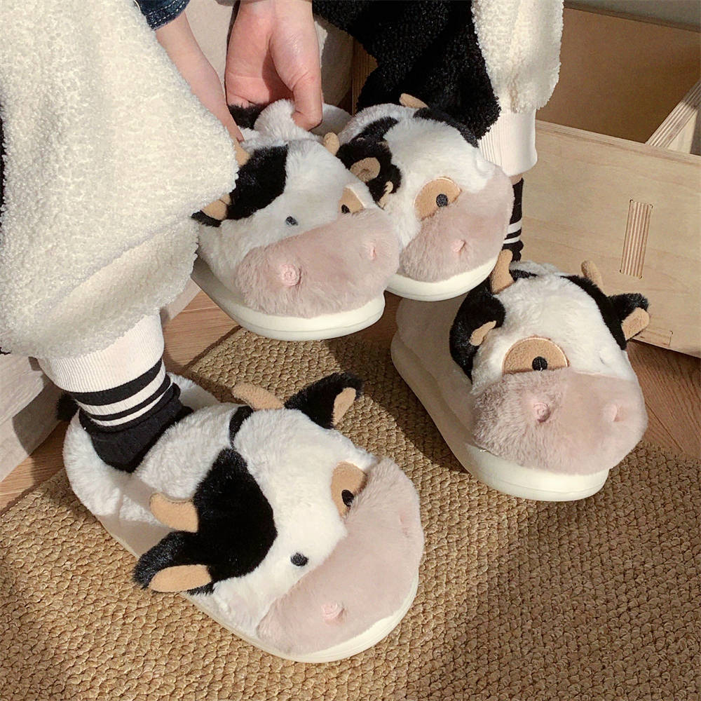 Autumn/Winter Cute Cartoon Cow Slippers