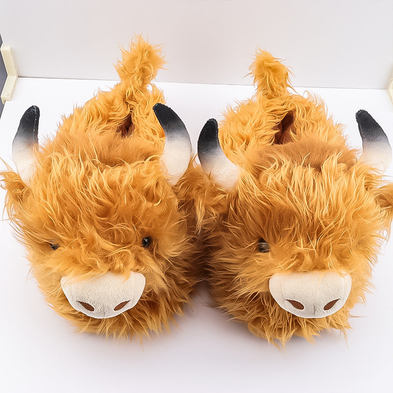 Autumn/Winter Cute Cartoon Highland Cow Slippers
