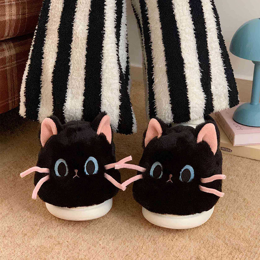 Autumn/Winter Cute Cartoon Closed-back Cat Slippers
