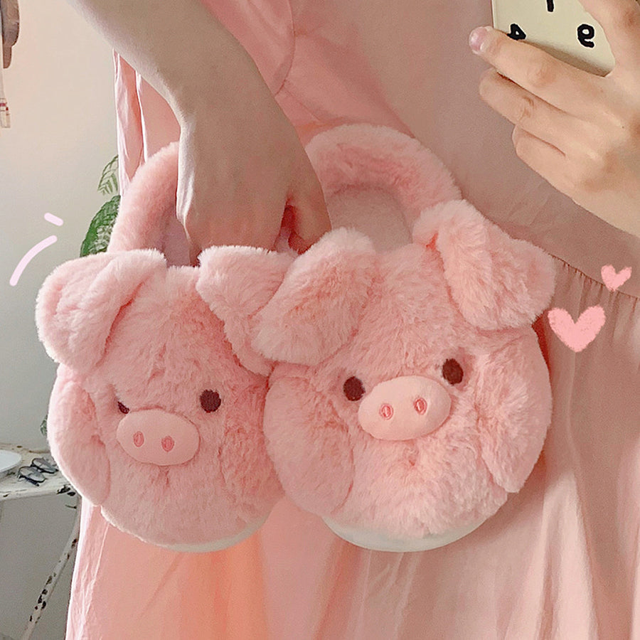 Autumn/Winter Cute Pink Pig Slippers