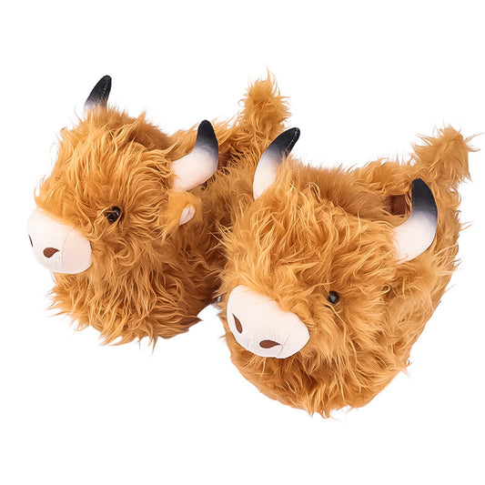 Autumn/Winter Cute Cartoon Highland Cow Slippers