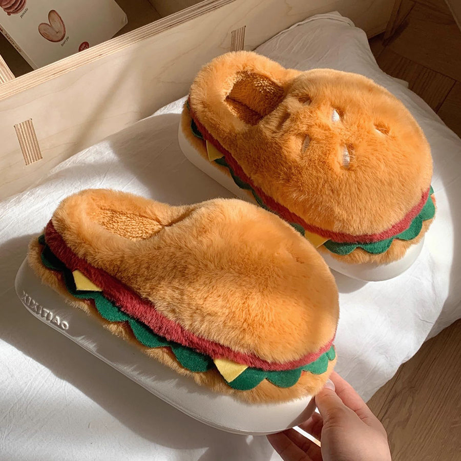 Autumn/Winter Cute Cartoon Hamburger Slippers