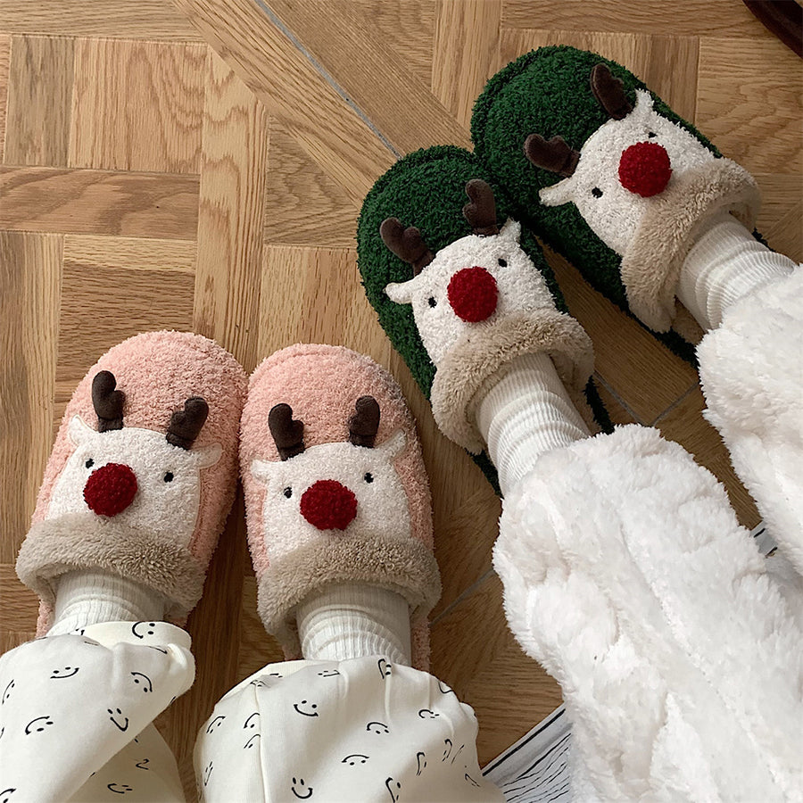 Autumn/Winter Cute Cartoon Christmas Reindeer Slippers