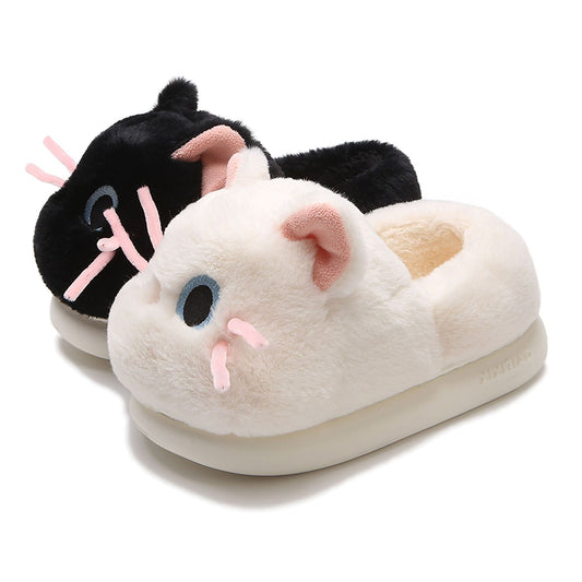 Autumn/Winter Cute Cartoon Closed-back Cat Slippers