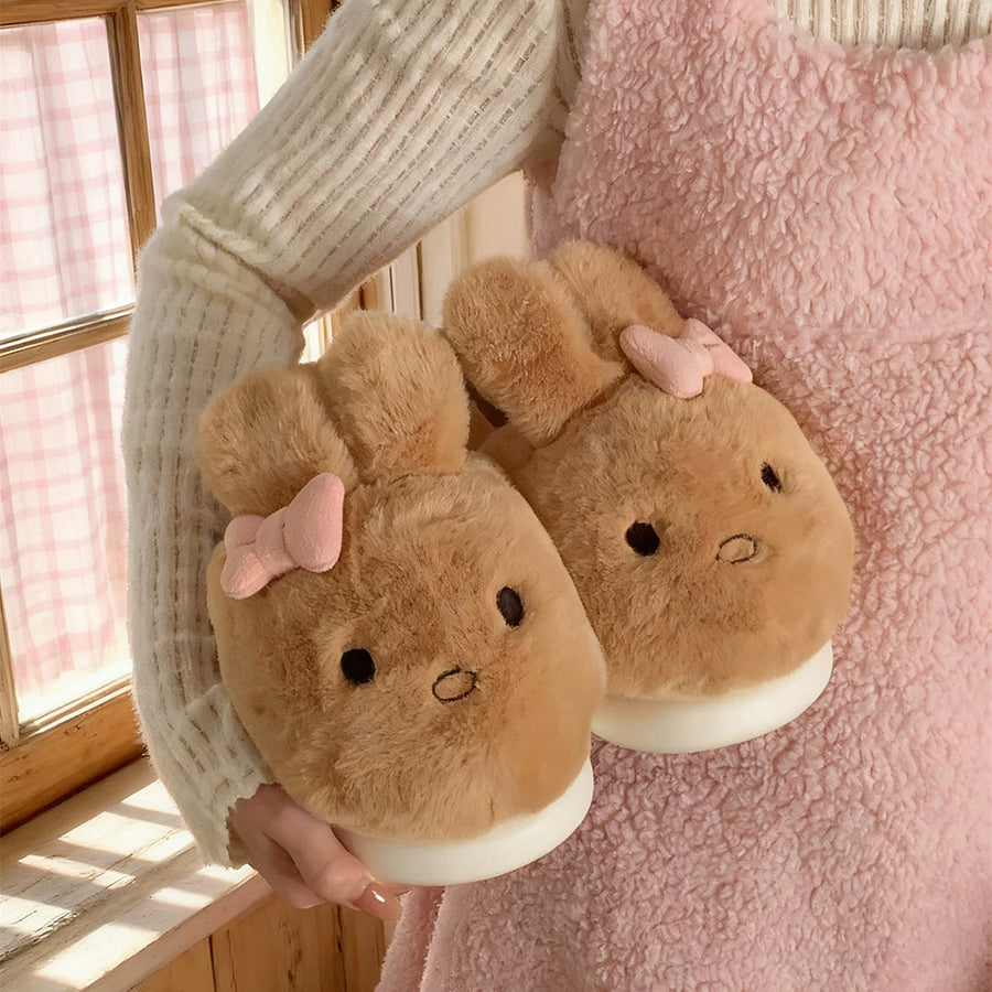Autumn/Winter Cute Bowknot Rabbit Slippers