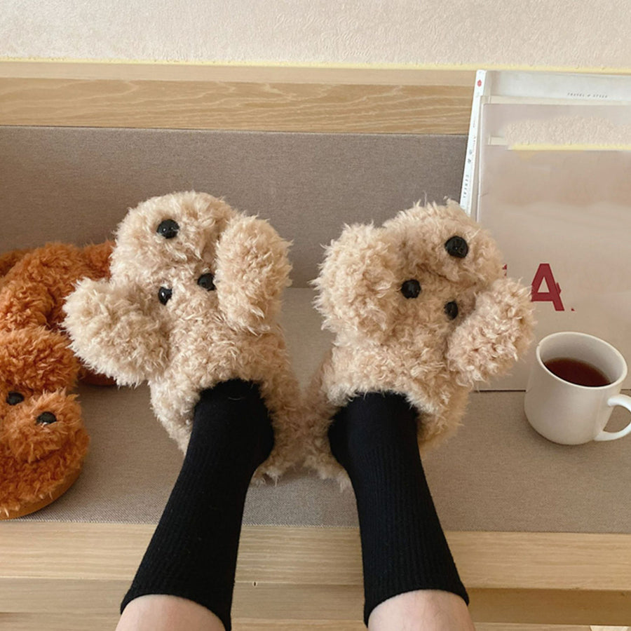 Autumn/Winter Cute Lovely Curly Teddy Puppy Styling Design Slippers