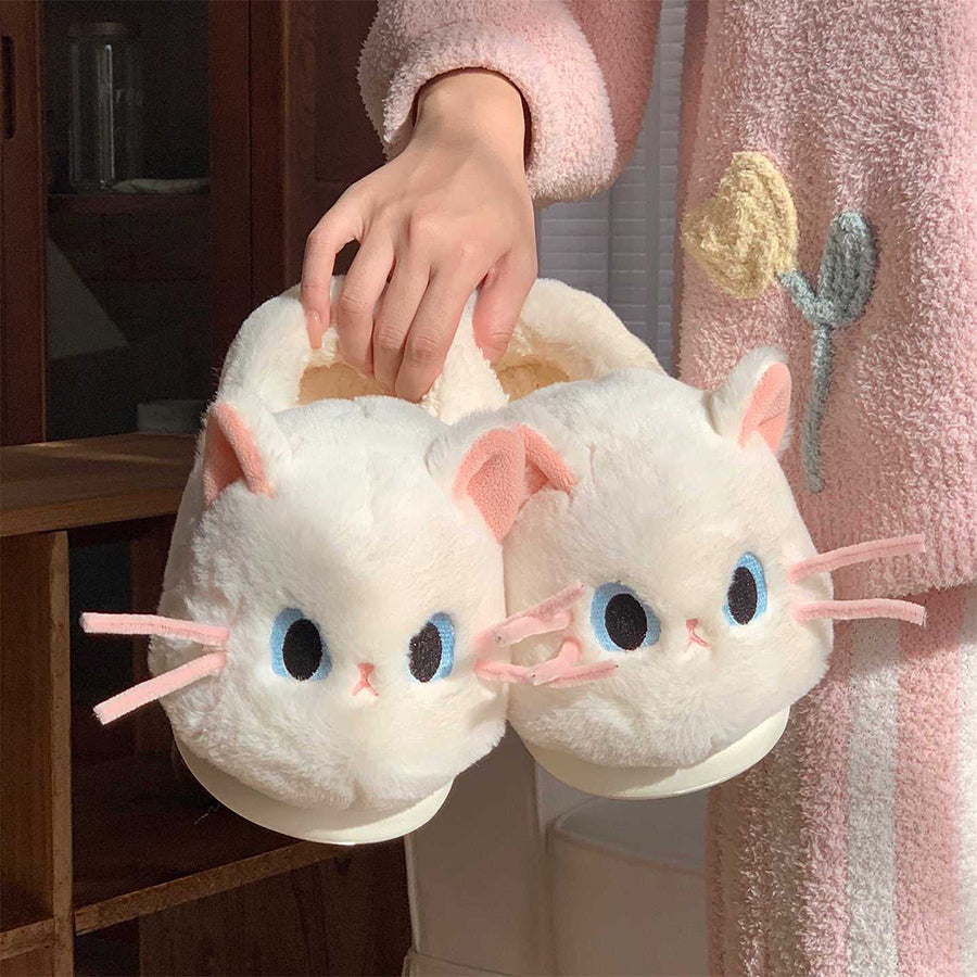 Autumn/Winter Cute Cartoon Closed-back Cat Slippers