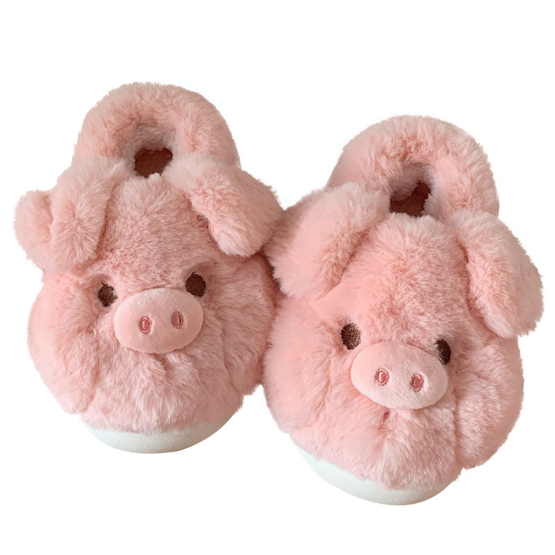 Autumn/Winter Cute Cartoon Closed-back Pig Slippers