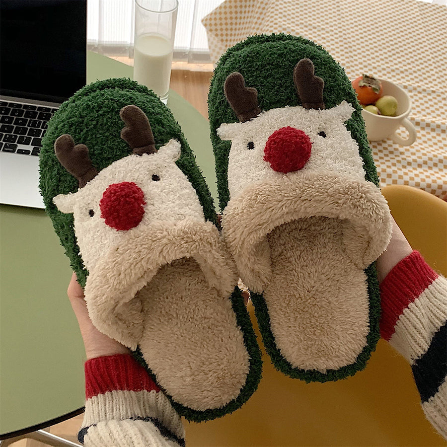 Autumn/Winter Cute Cartoon Christmas Reindeer Slippers