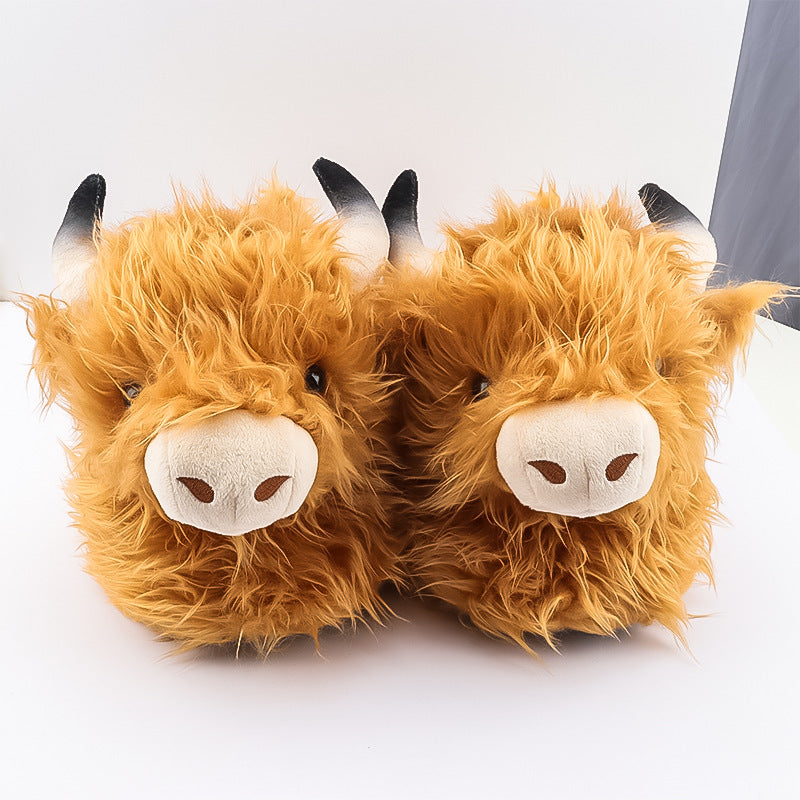 Autumn/Winter Cute Cartoon Highland Cow Slippers