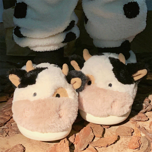 Autumn/Winter Cute Cartoon Cow Slippers