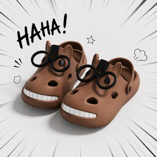 Summer Cute Cartoon Glasses Horse Clogs